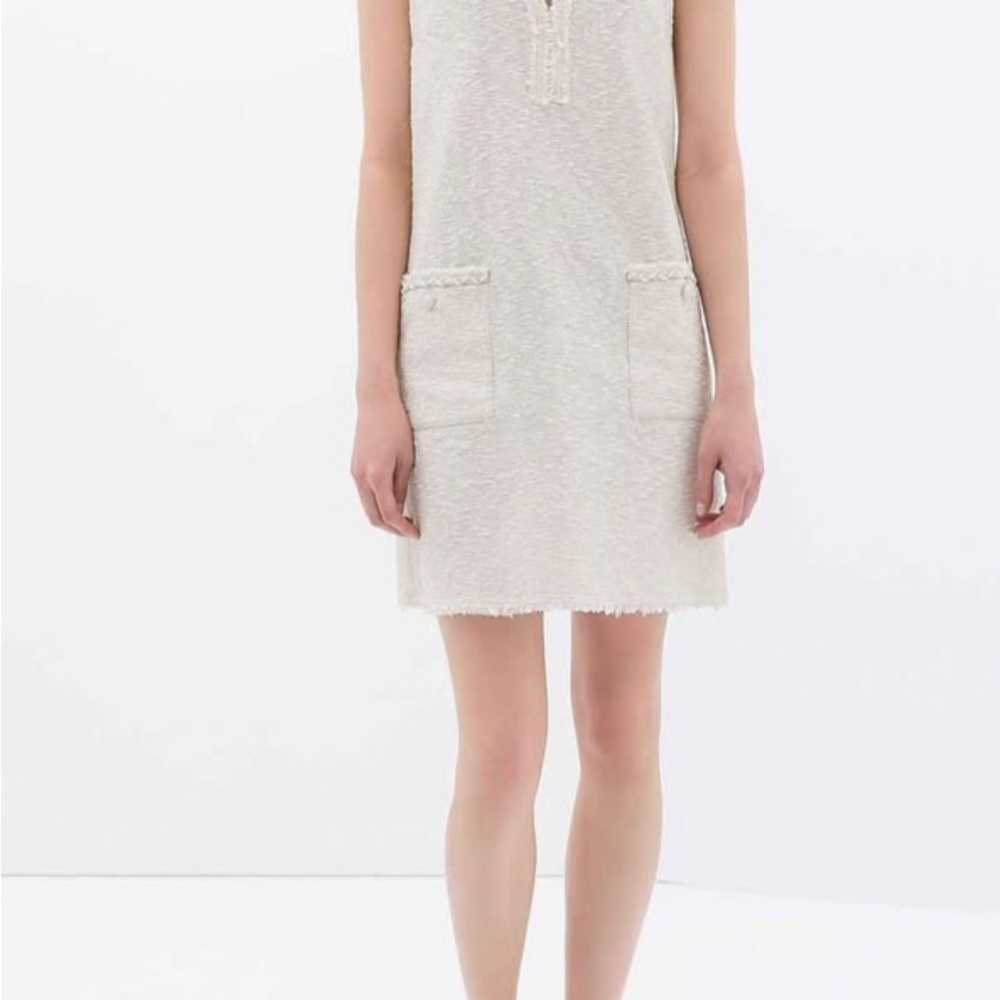Zara tweed Cream Sleeveless Dress